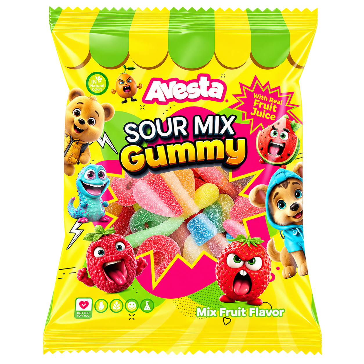 Avesta Sour Mix Gummy Party Halal 80g