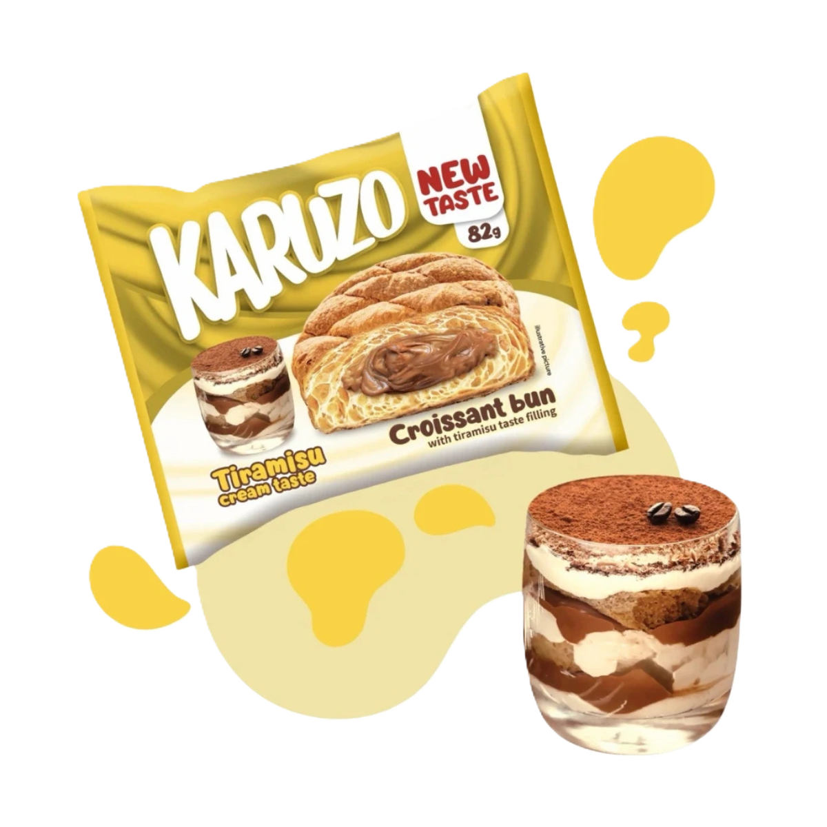 Karuzo New Taste Croissant bun Strawberry Tiramisu Cream Taste 82g