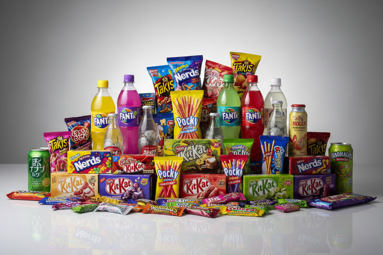 snacks und drinks wie z.b. warheads nerds fanta aus usa japan nicht gebäck