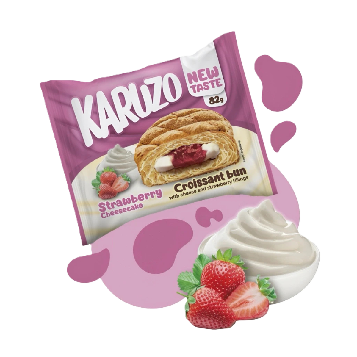 Karuzo New Taste Croissant bun Strawberry Cheesecake 82g